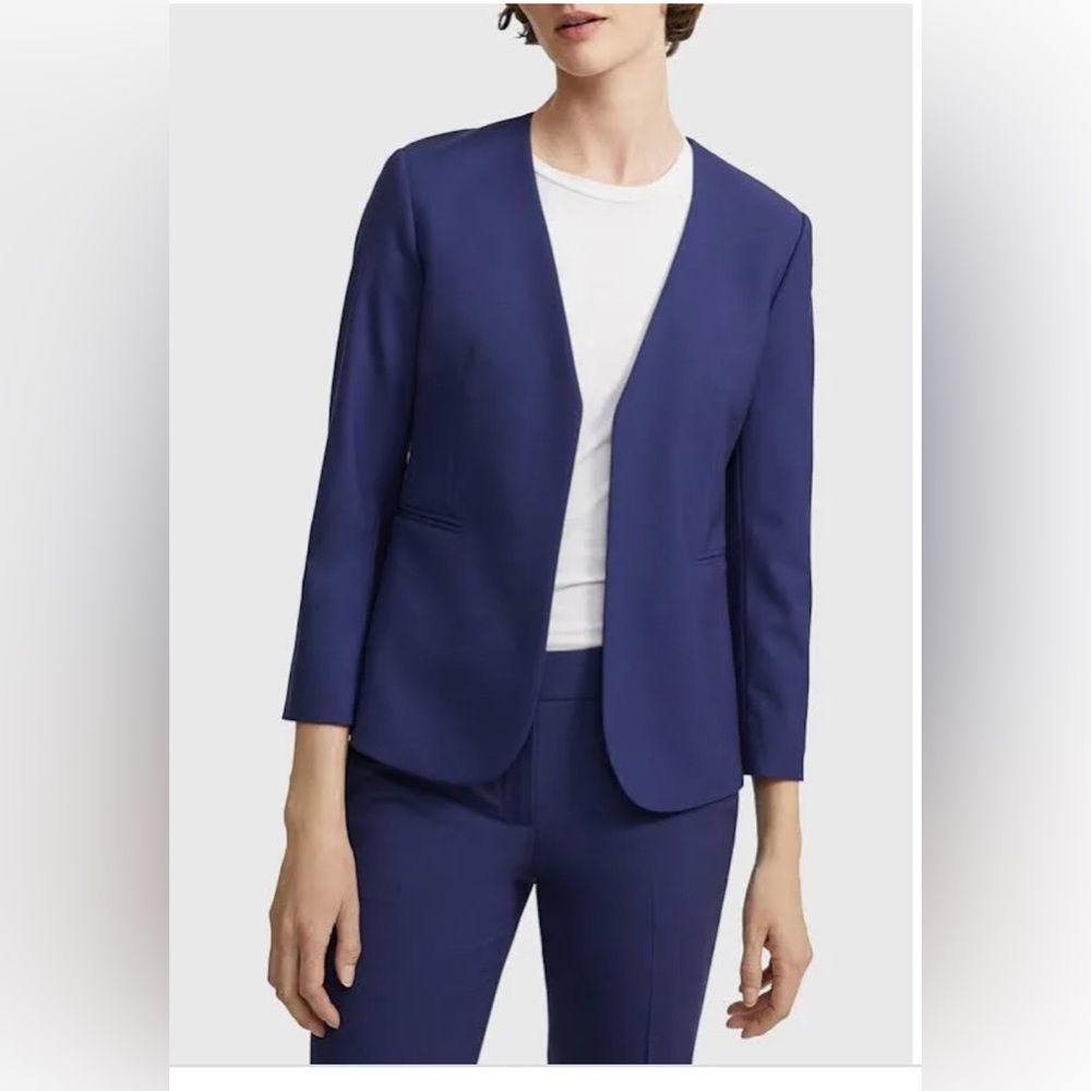 Theory Women's Lindrayia B Good Wool Suit Jacket in Sea Blue Size 0